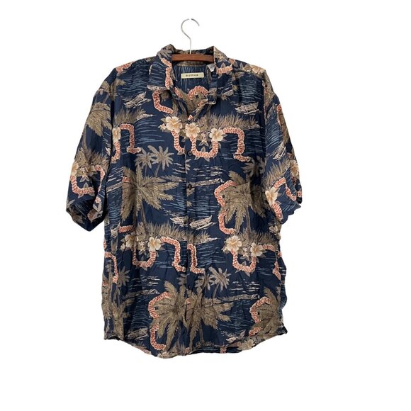 Summa Mens Multicolor Silk Blend Hawaiian Floral Short Sleeve Button Shirt L - Picture 1 of 5